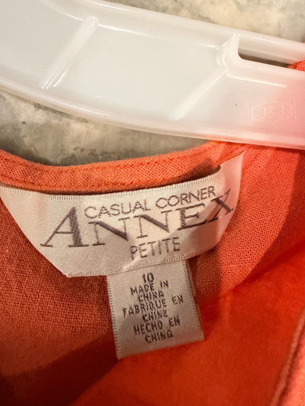 Casual Corner Annex Petite Medium Coral Linen Blend Shift Dress Sleeveless PM 10 - Picture 4 of 8